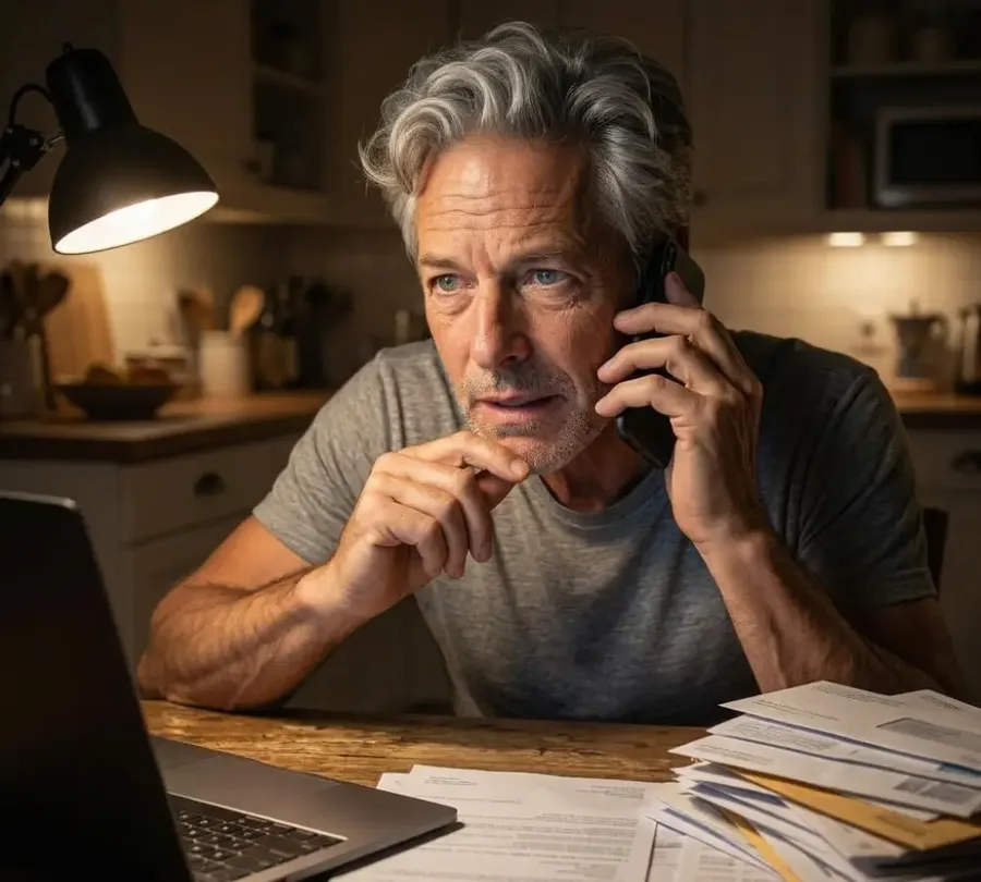 Man taking an important phone call at his desk